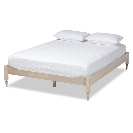 Baxton Studio Laure Antique White Oak Finished Wood Full Size Platform Bed Frame 161-10205